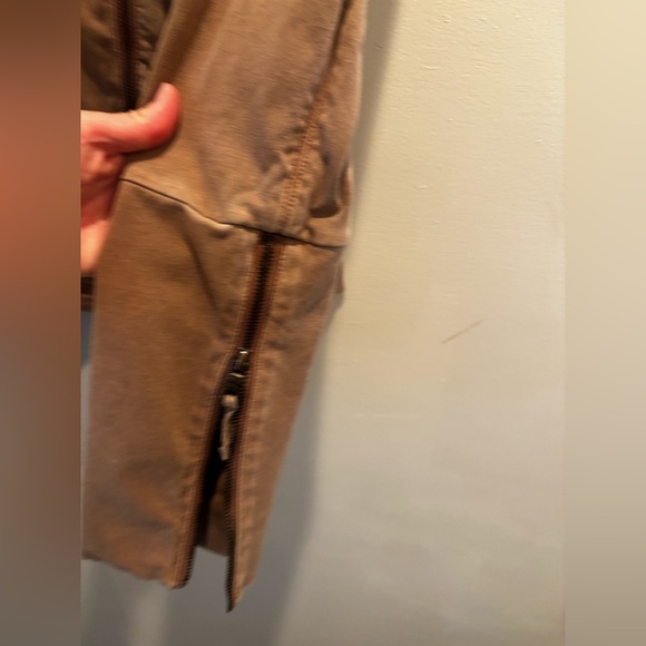 Stylish Women's Brown moto Jacket bodycon boho medium neutral pockets western - Picture 9 of 16